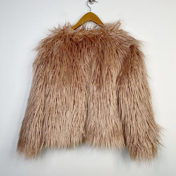 1.State 1State Faux Fur Shaggy Cropped Jacket Mauve Rose Pink Glam Fun womens L - Picture 10 of 17